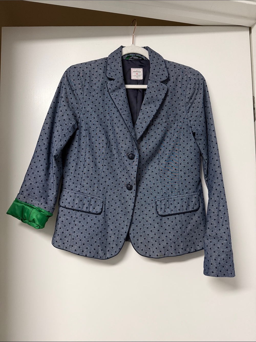 GAP The Academy Blazer with Polka Dots and Green Lining